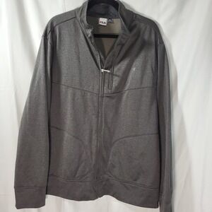 Fila Sport Mens XXL Charcoal Gray Full Zip Athletic Performance Jacket Mock Neck